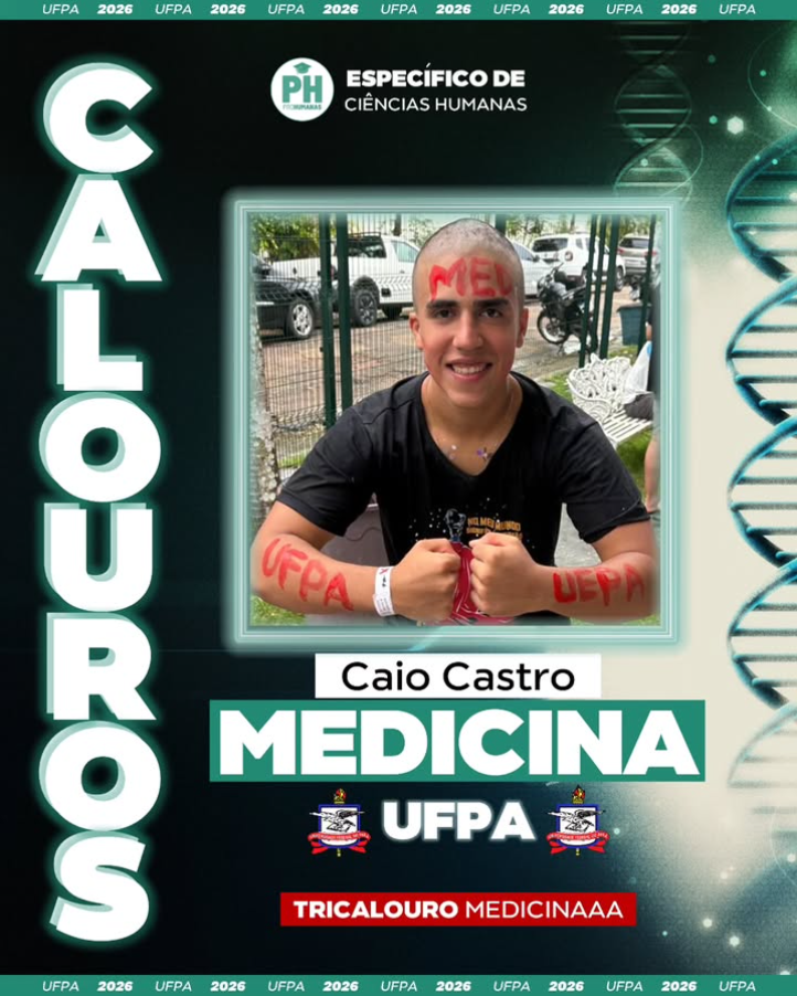 Caio Castro celebrando sua aprovação em Medicina na UFPA